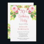 Roses Floral 70. Geburtstagsparty Einladung<br><div class="desc">Feiern Sie Ihre 70. Geburtstagsfeier mit rosa Rosen und Grün in verschiedenen Farbtönen, die das Blumendesign mit dunkelrosa Rosa-Schriftzeichen kaskadieren. Composite Design von Holiday Hearts Designs (Rechte vorbehalten). Wenn Sie Fragen haben oder Hilfe beim Design benötigen, schreiben Sie uns oder senden Sie uns eine E-Mail direkt an info@holidayheartsdesigns.com. Wir helfen...</div>
