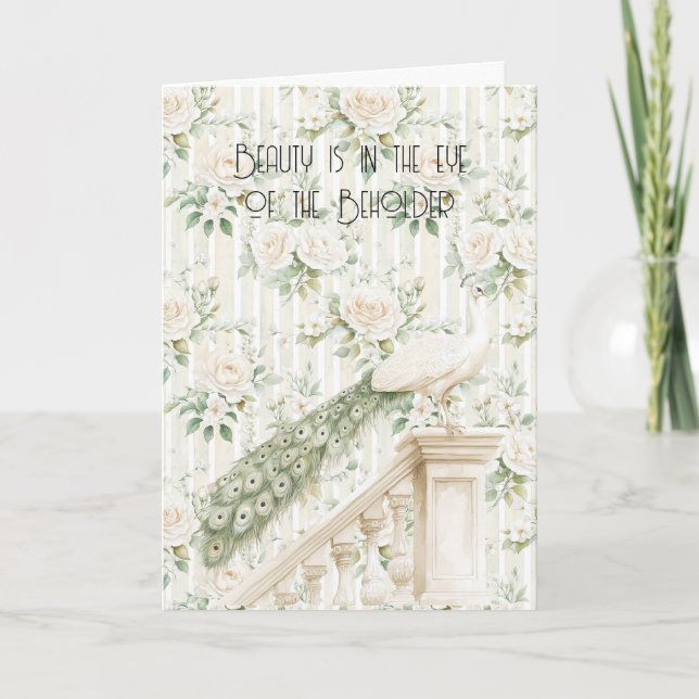 Roses Floral Peacock Beauty Is Love Karte (Vorderseite)