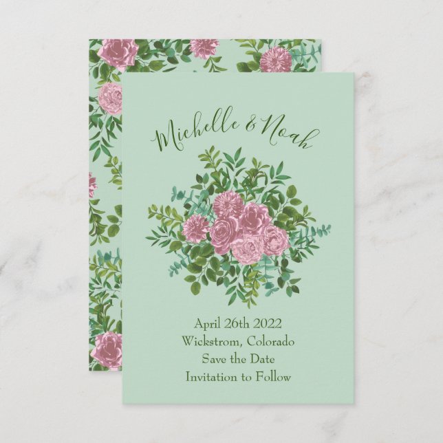 Roses Garden Spring Wedding Einladung (Vorne/Hinten)