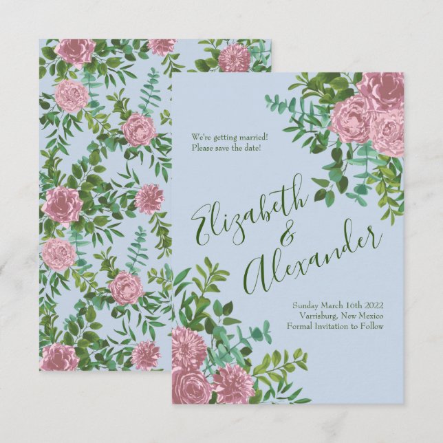 Roses Garden Spring Wedding Einladung (Vorne/Hinten)