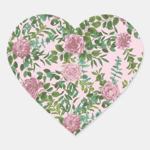 Roses Garden Spring Wedding Herz-Aufkleber