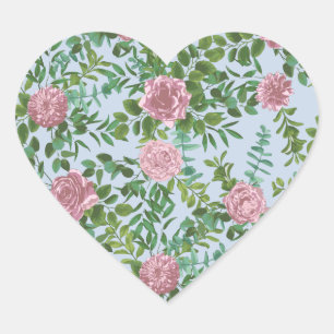 Roses Garden Spring Wedding Herz-Aufkleber