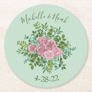Roses Garden Spring Wedding Runder Pappuntersetzer