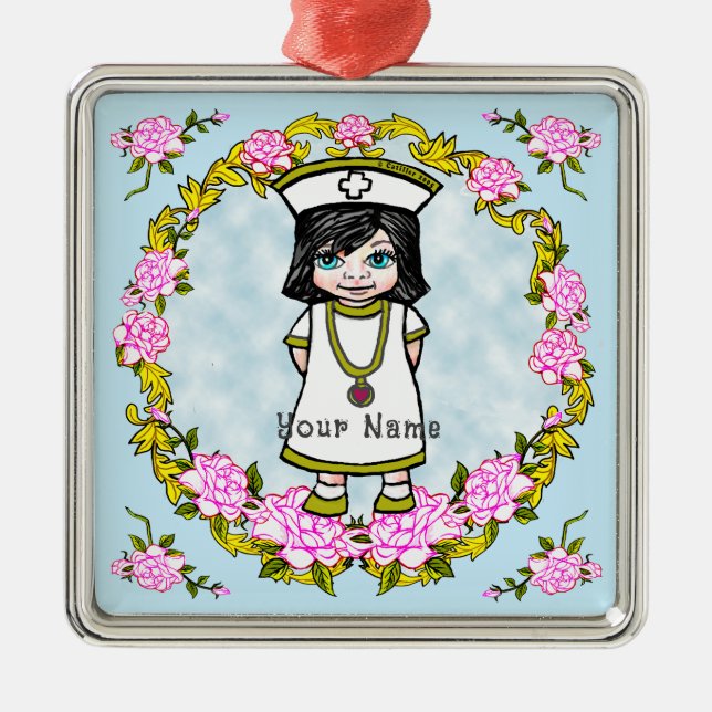 Roses Girl Nurse Ceramic Ornament (Vorne)
