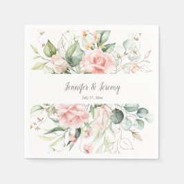 Roses Gold Blätter Eukalyptus Grüne Serviette