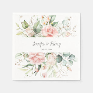 Roses Gold Blätter Eukalyptus Grüne Serviette