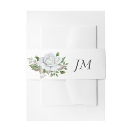Roses Greenerage Foliage Monogram Wedding Einladungsbanderole