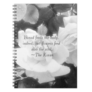 Roses in black and white-with Koran quote Notizblock