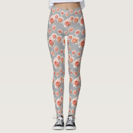 Roses In Shades Of Peach And Coral  Leggings