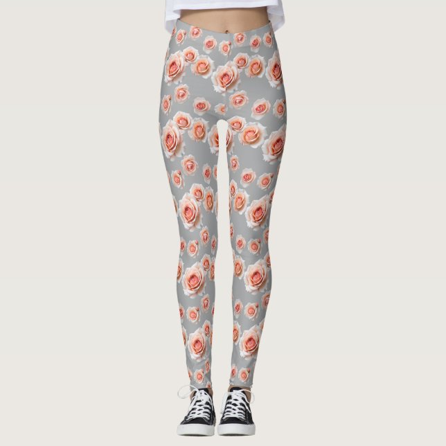 Roses In Shades Of Peach And Coral  Leggings (Vorderseite)