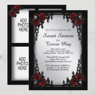Roses Iron Gate Goth Add Four Images Silver Einladung