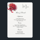 Roses Menu Card Menükarte<br><div class="desc">This Menu Card template is shown on the basic paper in white with a lovely red rose bouquet print design. Script and standard text are in a black color. Customize the names and menu items by clicking the customize or edit button, use the offered templates to change to your information....</div>