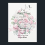 Roses Menu Card Menükarte<br><div class="desc">This Menu Card template is shown on the basic paper in white with a lovely pink and white rose bouquet print design. Script and standard text are in a black color. Customize the names and menu items by clicking the customize or edit button, use the offered templates to change to...</div>