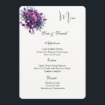 Roses Menu Card Menükarte<br><div class="desc">This Menu Card template is shown on the basic paper in white with a lovely purple rose bouquet print design. Script and standard text are in a black color. Customize the names and menu items by clicking the customize or edit button, use the offered templates to change to your information....</div>
