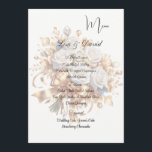 Roses Menu Card Menükarte<br><div class="desc">This Menu Card template is shown on the basic paper in white with a lovely gold and white color rose bouquet print design. Script and standard text are in a black color. Customize the names and menu items by clicking the customize or edit button, use the offered templates to change...</div>