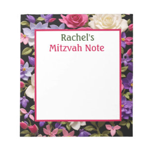 Roses Mitzvah Note Girls Notepad Notizblock