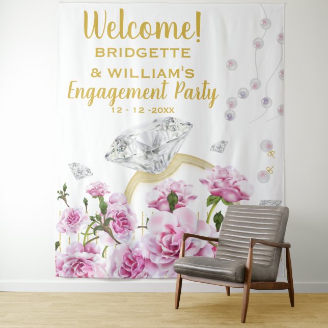 Roses Pearls Verlobung Ring Wandteppich (Beispiel)