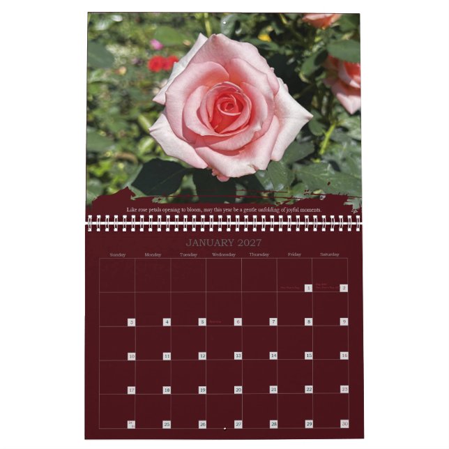 Roses Photography Inspirational Quote Calendar Kalender (Jan 2027)