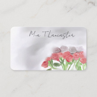 Roses, rose,watercolor purple floral business card visitenkarte