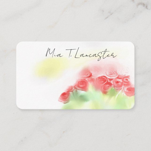 Roses, rose,watercolor purple floral business card visitenkarte (Vorderseite)