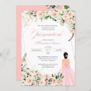 Roses Roses Blumenstrauß Quinceanera Feier in Rosa Einladung
