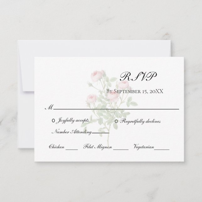 Roses Roses Floral Elegantes formales klassisches  RSVP Karte (Vorderseite)