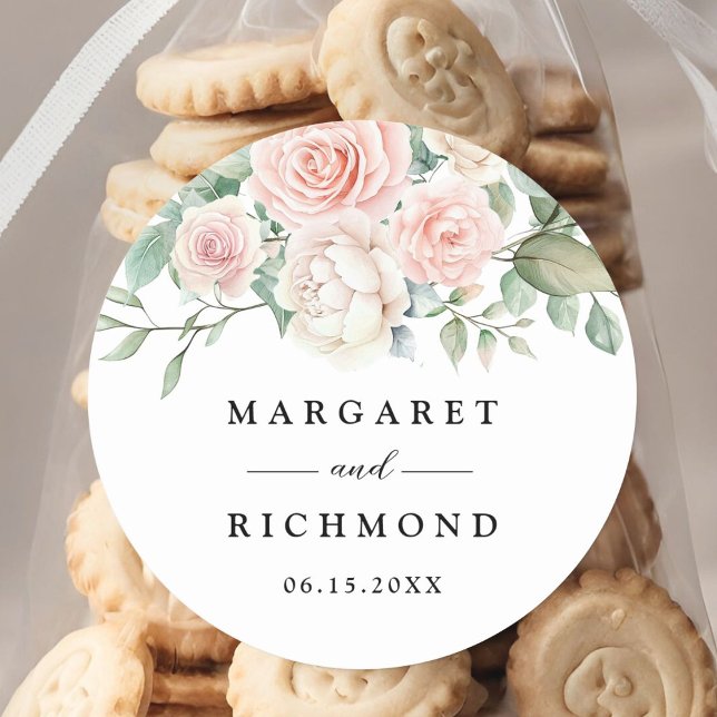 Roses Roses Rosa Rose Hochzeit Runder Aufkleber (Von Creator hochgeladen)