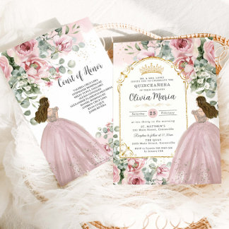 Roses Roses Roses Blues Gold Quinceañera Sweet 16 Einladung