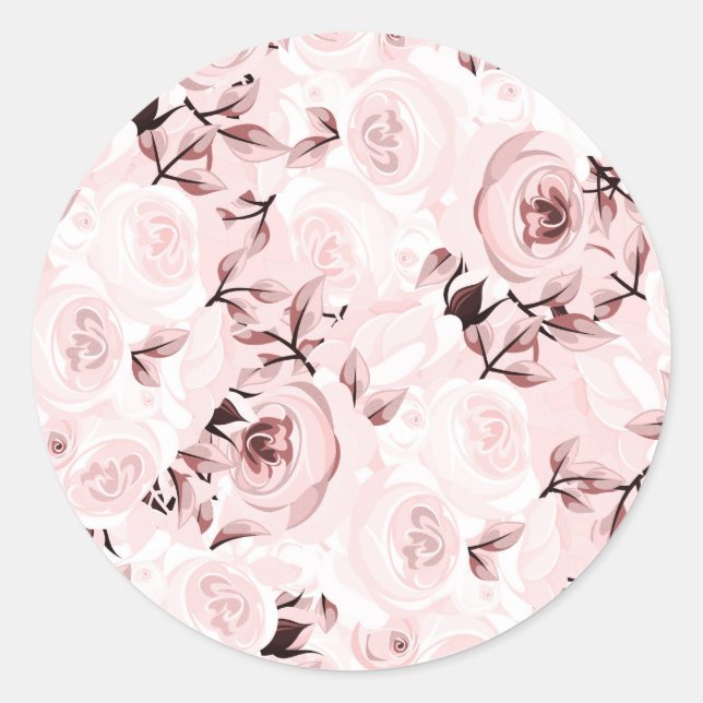 Roses Shabby Chic Glam Elegantes Party Runder Aufkleber (Vorderseite)