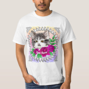 Roses Tuxedo Cat T-Shirt