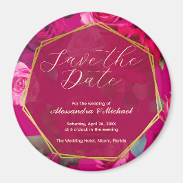Roses über Viva Magenta | Hochzeitstag speichern Magnet