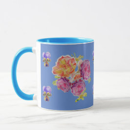 Roses Violet Blue Rose Shabby Wasserfarbe Tasse