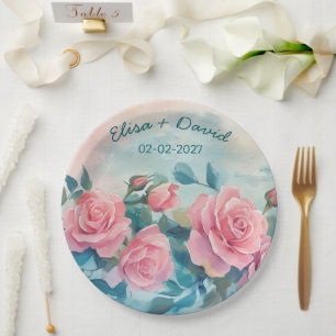 Roses Wedding Engagemen Brautparty CUSTOM Pappteller
