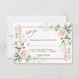 Roses Wedding RSVP Replikkarte Karte
