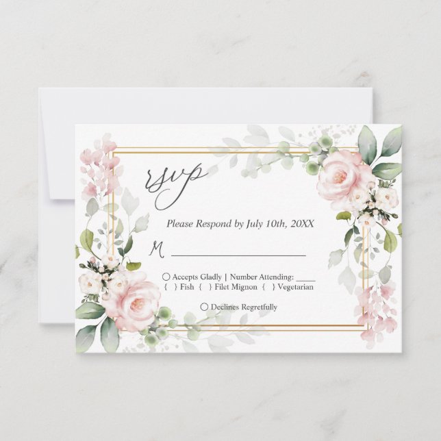 Roses Wedding RSVP Replikkarte Karte (Vorderseite)