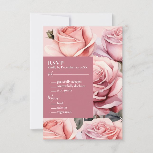 Roses Wedding RSVP Response Card Karte (Vorderseite)