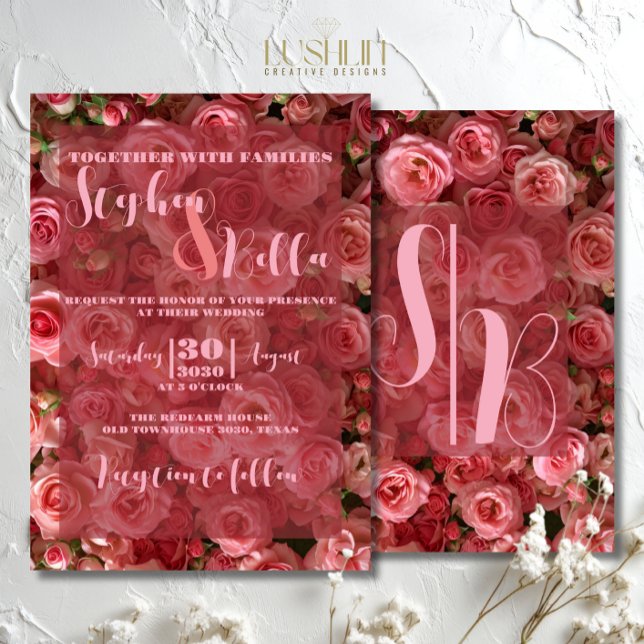 Roses Wedding Summer Floral Elegante Einladung (Von Creator hochgeladen)