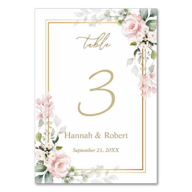 Roses Wedding Tischnummer Card (Vorderseite)