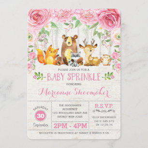 Roses Woodland Girl Baby Sprinkle Einladung