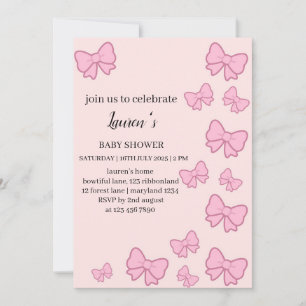 Rosette Einladung zur Babyparty mit rosa Schmetter