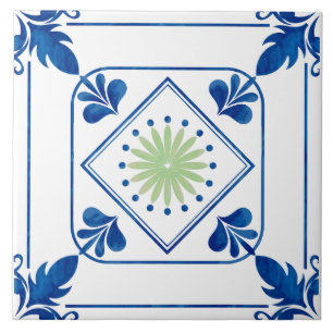 Rosette (grün) Keramik Tile Fliese