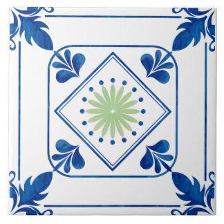 Rosette (grün) Keramik Tile Fliese