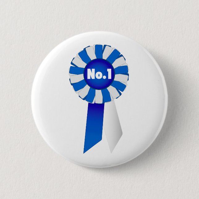 Rosette im Blauem und Knopf-Abzeichen Weiß-Nr. 1 Button (Vorderseite)
