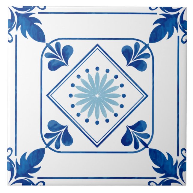 Rosette (Light Blue) Keramik Tile Fliese (Vorderseite)
