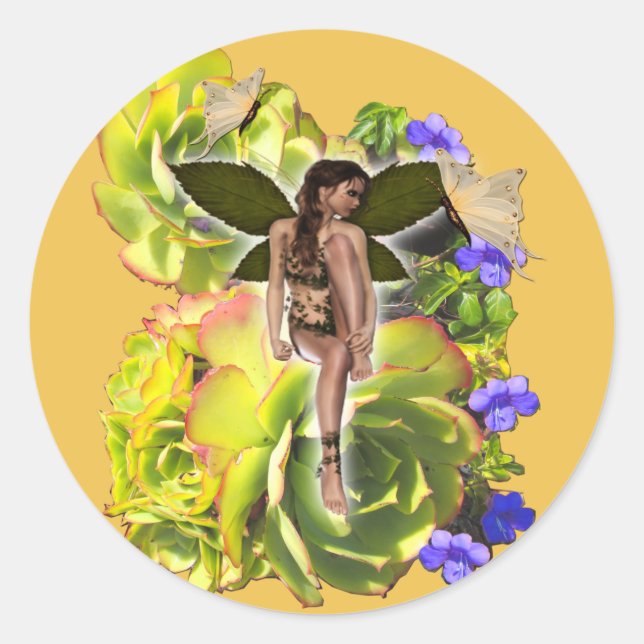 Rosette Succulent Besucher Melamin Plate Runder Aufkleber (Vorderseite)