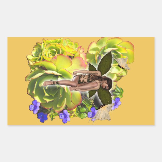 Rosette Succulent Besucher Rechteckiger Aufkleber (Vorderseite)