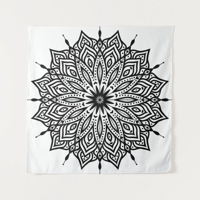 Rosetten-Mandala-Ornament-Dekor Wandteppich (Vorderseite)