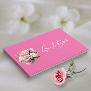 Rosewater Dreams: Moderne rosa Hochzeit Gästebuch