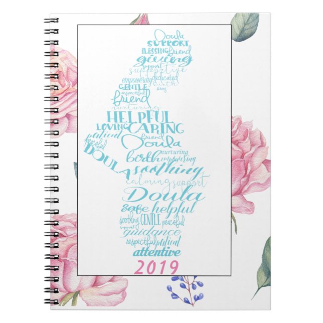 Rosewatercolor-Grenze Doula Logbuch-| Notizblock (Vorderseite)