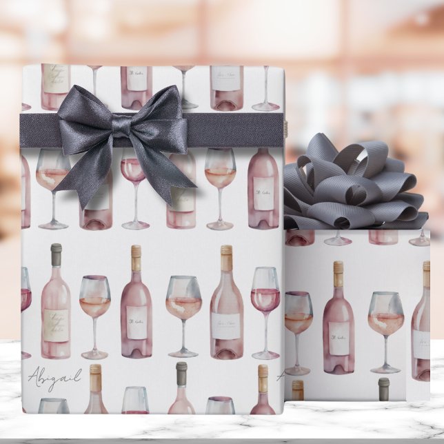 Roséwein Rosa Rosé Geschenkpapier (Bush Pink Wine Wrapping Paper)